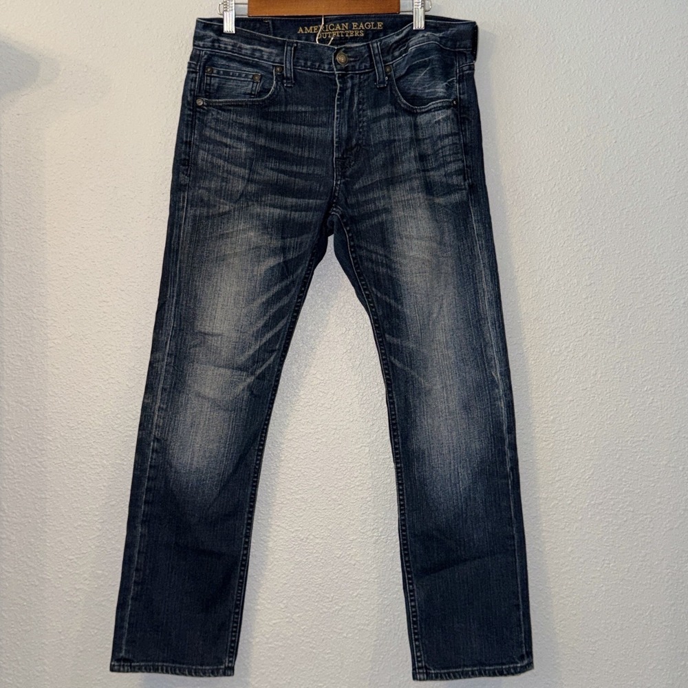 American Eagle Slim Straight Jeans 31x30 Dark Wash Core Flex Stretch Denim